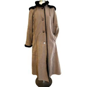 Vintage Utex Long Brown Coat with Faux Fur Lining L